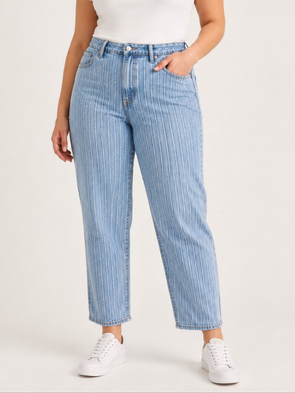 American Eagle High Rise Mom Jeans Striped
